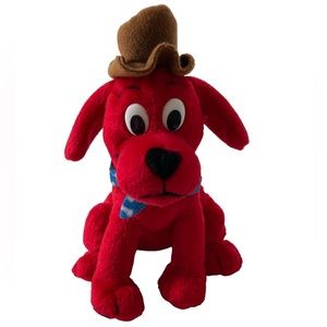 Vtg Clifford the Big Red Dog Scholastic 6.5" Stuffed Plush Bandana & Hat HTF